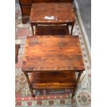 A pair antique yew wood small Side Tables with veneered tops. 58cm x 47cm