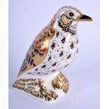 Royal Crown Derby paperweight of a Song Thrush, with full signature of John Ablett in gold. 11cm hi