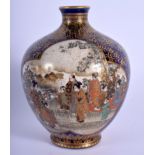 A 19TH CENTURY JAPANESE MEIJI PERIOD BULBOUS SATSUMA VASE painted with figures and landscapes. 13.5
