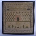 AN EARLY 19TH CENTURY ENGLISH FRAMED EMBROIDERED SAMPLER by Dianna Ireland 1812. Sampler 34 cm squa