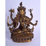 A CHINESE JEWELLED BRONZE FIGURE OF A BUDDHA 20th Century. 22 cm x 13 cm.