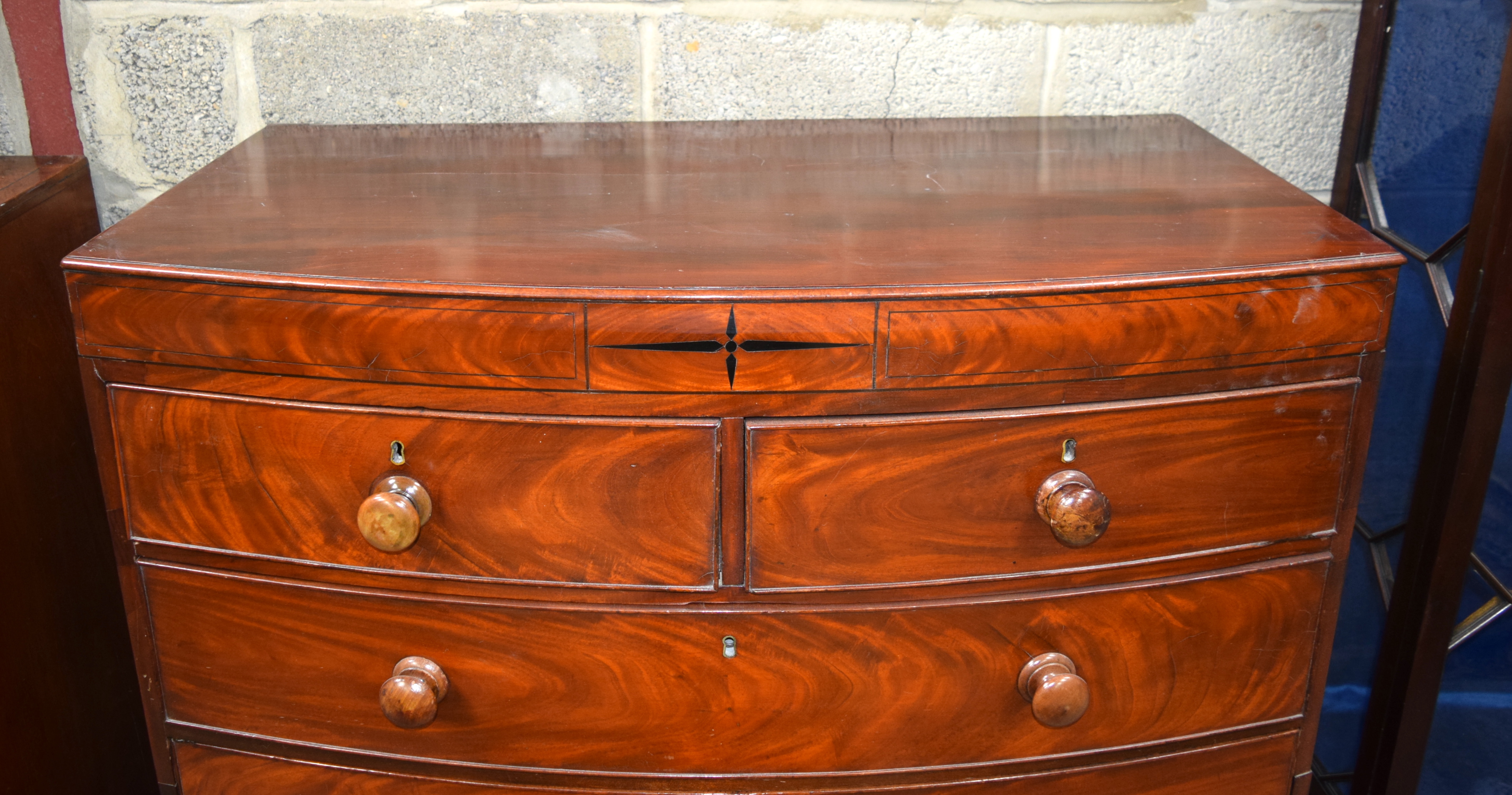 Circa 1850 Chest of Drawers with cross banding to top 5 drawers. 113cm x 105cm - Image 2 of 13