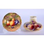 Royal Worcester rare vase painted with fruit by F. H. Chivers, signed date code 1939 and a pedesta