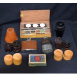 A vintage Painting Box, Hip Flasks etc (qty)