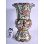 A LARGE 19TH CENTURY CHINESE FAMILLE ROSE PORCELAIN YEN YEN VASE Qing, painted with figures and lan