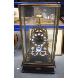 A LARGE CONTEMPORARY SKELETON CLOCK. Clock 58 cm x 32 cm.
