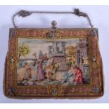 AN ANTIQUE AUBUSSON TYPE EMBROIDERED LADIES PURSE. 21 cm x 14 cm.