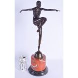 A LARGE CONTEMPORARY BRONZE FIGURE OF A DANCER. 53 cm high.