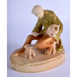 Royal Worcester blush ivory figure of a Royal Worcester Artist, shape 2069 date code 1909. 15cm hi