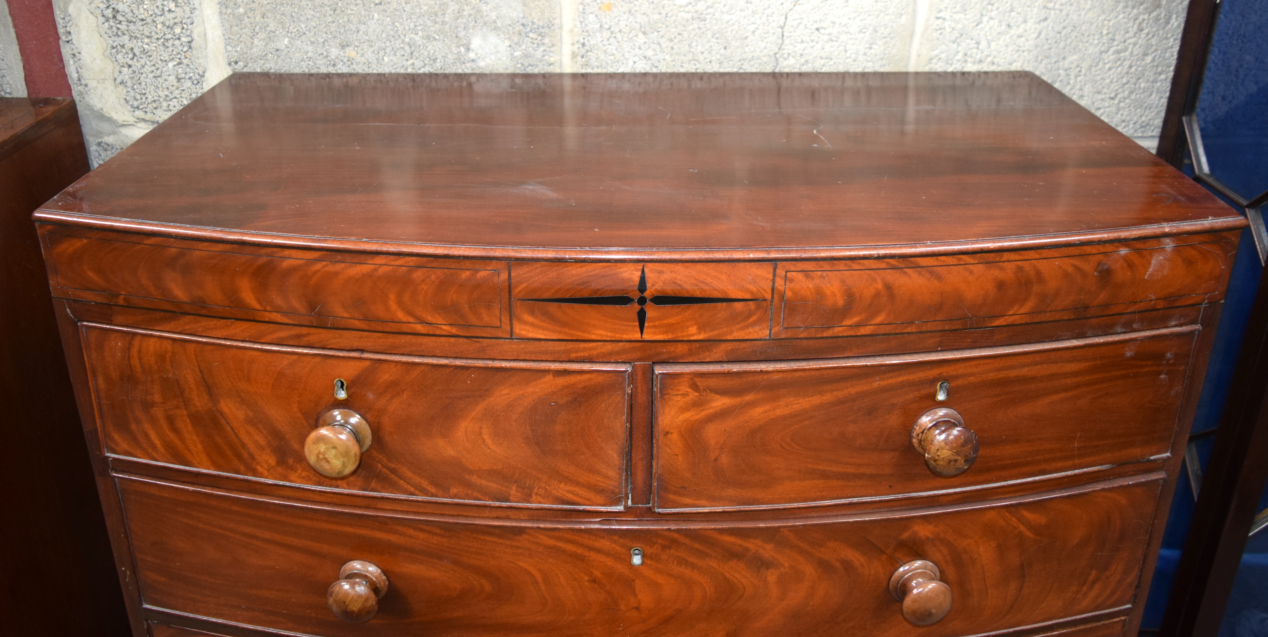 Circa 1850 Chest of Drawers with cross banding to top 5 drawers. 113cm x 105cm - Image 7 of 13