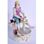 AN EARLY 20TH CENTURY MEISSEN FIGURE OF THE POTTER modelled working the wheel. 21 cm high.