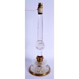 AN ANTIQUE CRYSTAL GLASS LAMP. 46 cm high overall.