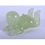AN EARLY 20TH CENTURY CHINESE CARVED JADE BOY Late Qing. 4 cm x 2 cm.