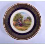Royal Worcester fine plate painted with a Gypsy girl seated on a log with a baby, too early to be s