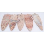 Five marble spear heads 16 cm