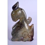 A CHINESE CARVED JADE FIGURE OF A STYLISED DRAGON 20th Century. 8.5 cm x 6.5 cm.