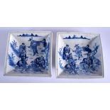 A RARE PAIR OF 19TH CENTURY CHINESE BLUE AND WHITE DISHES Qing, painted with immortals in various p