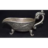A Chinese white metal dragon Sauce Boat. 13cm