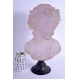 A VINTAGE CLASSICAL BUST OF A FEMALE upon a circular base. 41 cm high.