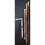 Two African beaded canes,a bone handled cane and another (4)