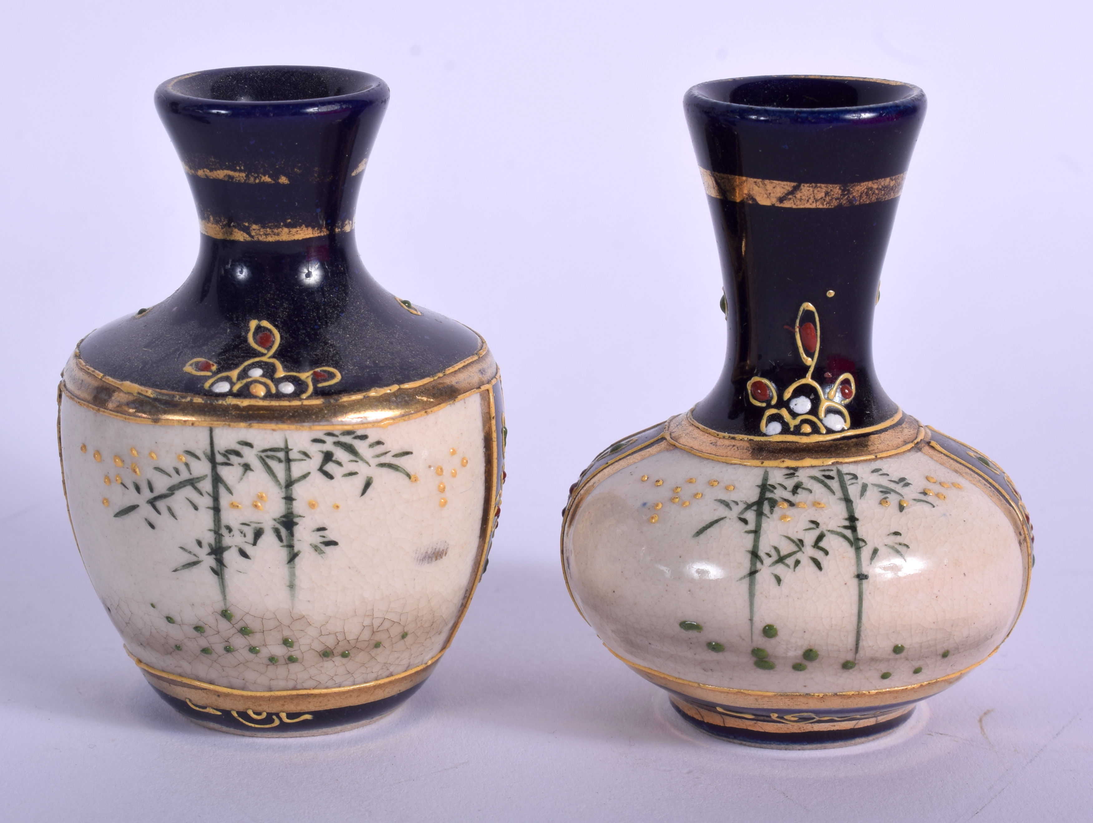 A PAIR OF EARLY 20TH CENTURY JAPANESE TAISHO PERIOD SATSUMA VASES together with a locust box etc. L - Image 2 of 3