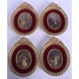 A SET OF FOUR EARLY 20TH CENTURY CONTINENTAL PAINTED IVORY PORTRAIT MINIATURES. Image 8.5 cm x 5.5