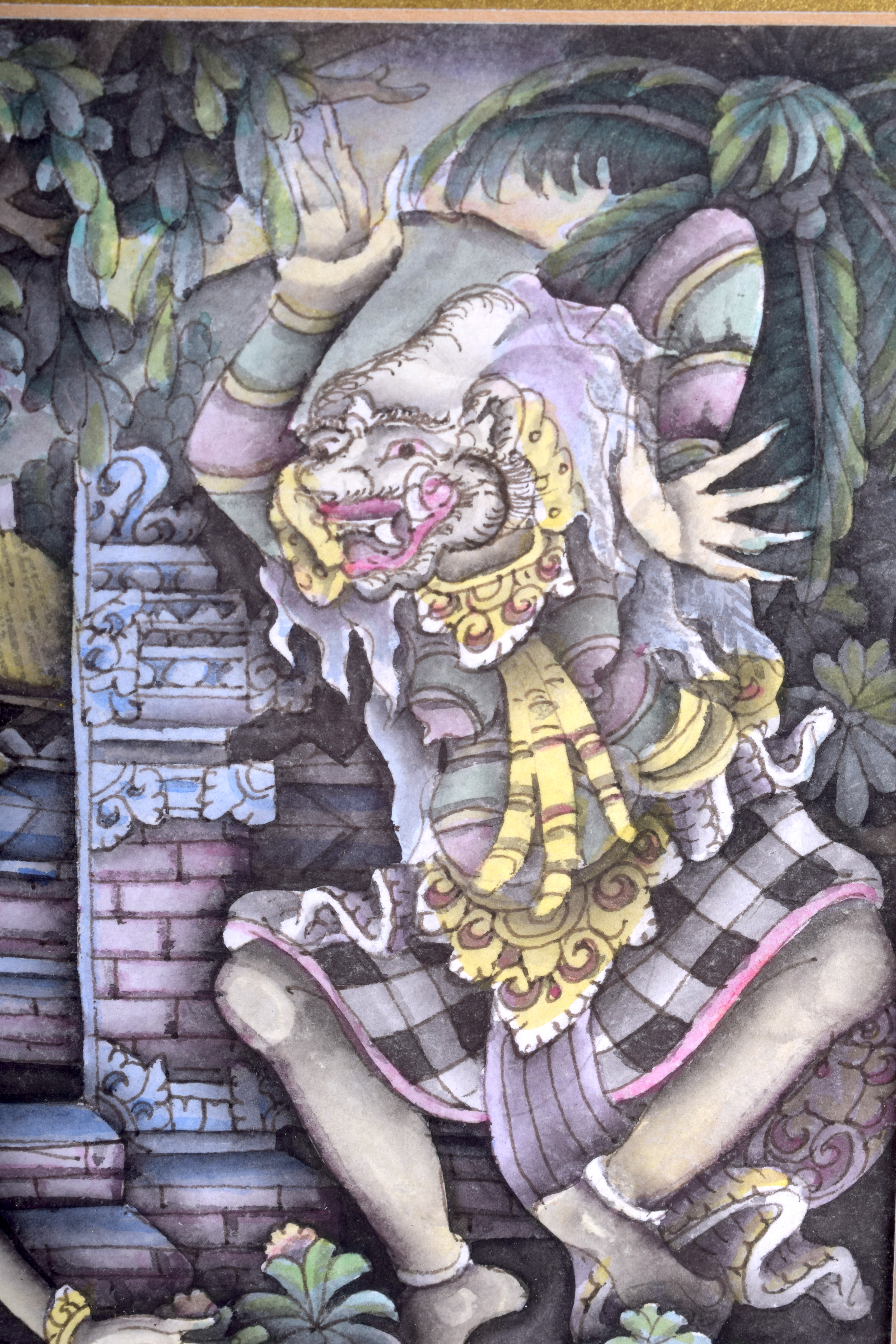 A PAIR OF EARLY 20TH CENTURY THAI WATERCOLOUR PAINTINGS depicting Buddhistic deity. Image 16 cm x 1 - Image 3 of 5