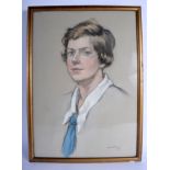 Betty Bartholomew (C1927) Pastel, together with an embroidery. Largest 53 cm x 38 cm. (2)