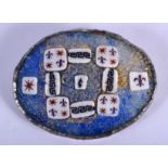 AN EARLY CONTINENTAL SILVER MOUNTED CRUSHED GLASS BROOCH. 6 cm x 3.5 cm.