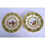 Coalport pair of plates painted with titled landscapes Brat hay Bridge and Severn near Bridgenorth