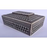 A 19TH CENTURY ANGLO INDIAN MICRO MOSAIC IVORY CASKET decorated with motifs. 25 cm x 17 cm.