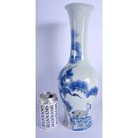 A LARGE 19TH CENTURY CHINESE BLUE AND WHITE PORCELAIN VASE bearing Kangxi marks to base, painted wi