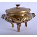 A 19TH CENTURY JAPANESE MEIJI PERIOD POLISHED BRONZE CENSER AND COVER decorated with bats. 10.25 cm