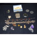Group of miscellaneous jewellery , vesta case etc