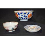 A large Imari Bowl together with two Chinese bowls