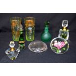 Collection of Scent bottles, paperweight and glass