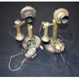 Two vintage brass telephones