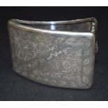 A Brunei silver breast pocket case engraved with flowers and leaves