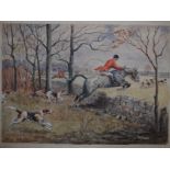 British School (20th Century) Watercolour, Fox hunting. 36 cm x 25 cm.