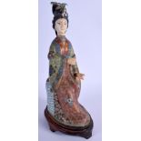 AN EARLY 20TH CENTURY CHINESE CLOISONNE ENAMEL AND IVORY GUANYIN decorated with motifs. 27 cm high.