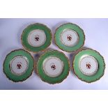 Worcester Flight Barr and Barr set of five plates painted with the Arms of Turner under a lime gree