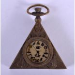 A CONTEMPORARY BRASS MASONIC POCKET WATCH. 5 cm wide.