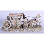 AN ANTIQUE CONTINENTAL PORCELAIN FIGURAL GROUP depicting a male upon a horse drawn cart. 23.5 cm wi