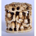 A 19TH CENTURY JAPANESE MEIJI PERIOD CARVED IVORY NETSUKE modelled as the seven gods of fortune, se