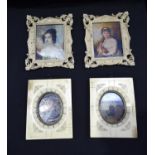 Four framed miniature portraits (4)