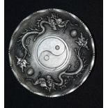 A Chinese white metal dragon dish 10 m