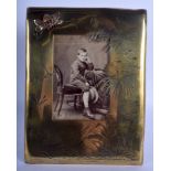 A CHARMING 19TH CENTURY AESTHETIC MOVEMENT BRASS PHOTOGRAPH FRAME decorated in the aesthetic moveme