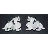 A pair Chinese crystal lions 7cm