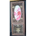 Pair of early 20th century Chinese porcelain framed panels 88 x 34