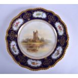 Royal Worcester fine plate painted with a Ross Castle scene by John Stinton signed date code 1915.